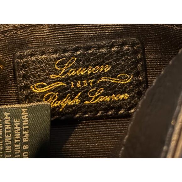 Lauren Ralph Lauren Mini Crossbody Leather Bag - Black Leather Small Handbag - Picture 12 of 16